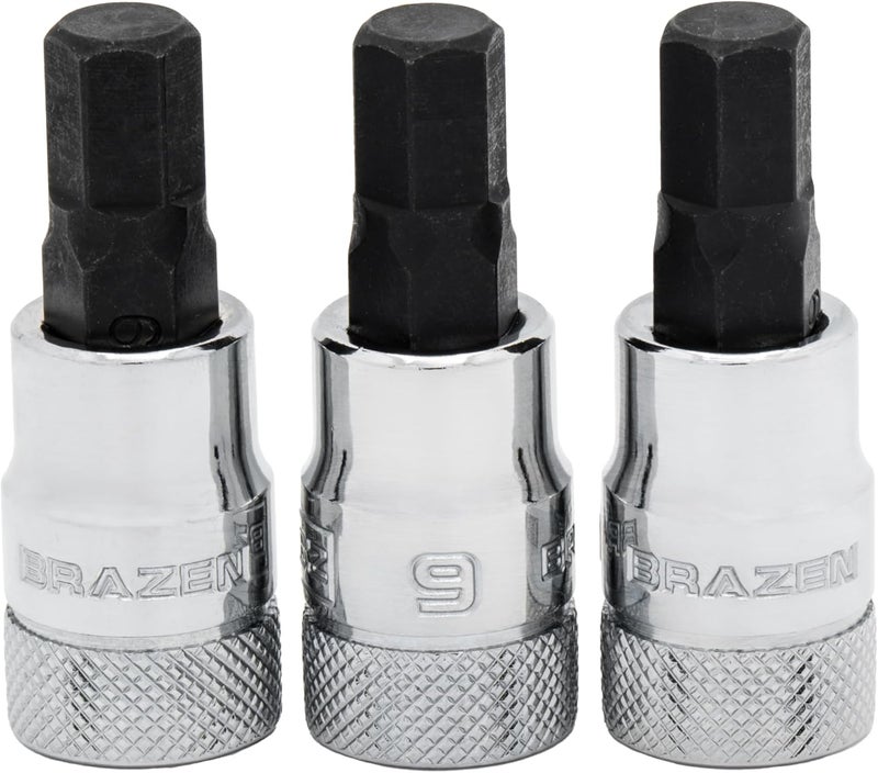 9mm Hex Bit Socket/Allen Driver Three Pack (3/8" Drive, Short)